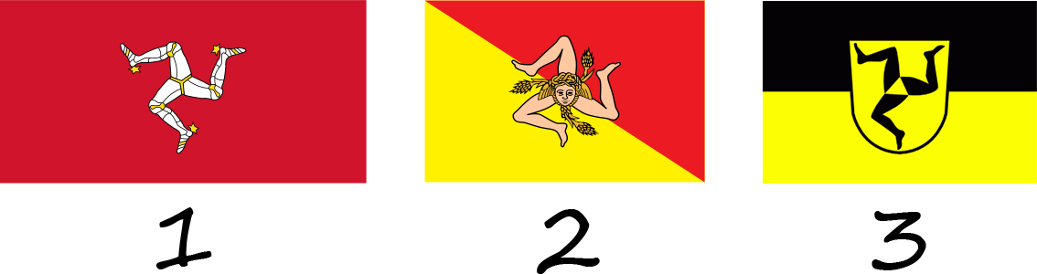 Triskelion da bandeira da Ilha de Man. História da bandeira da Ilha de Man