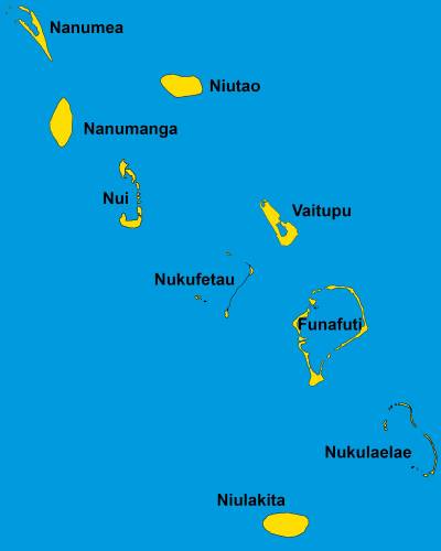 Mapa das ilhas (atóis) de Tuvalu