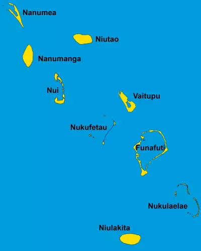 Mapa das ilhas (atóis) de Tuvalu